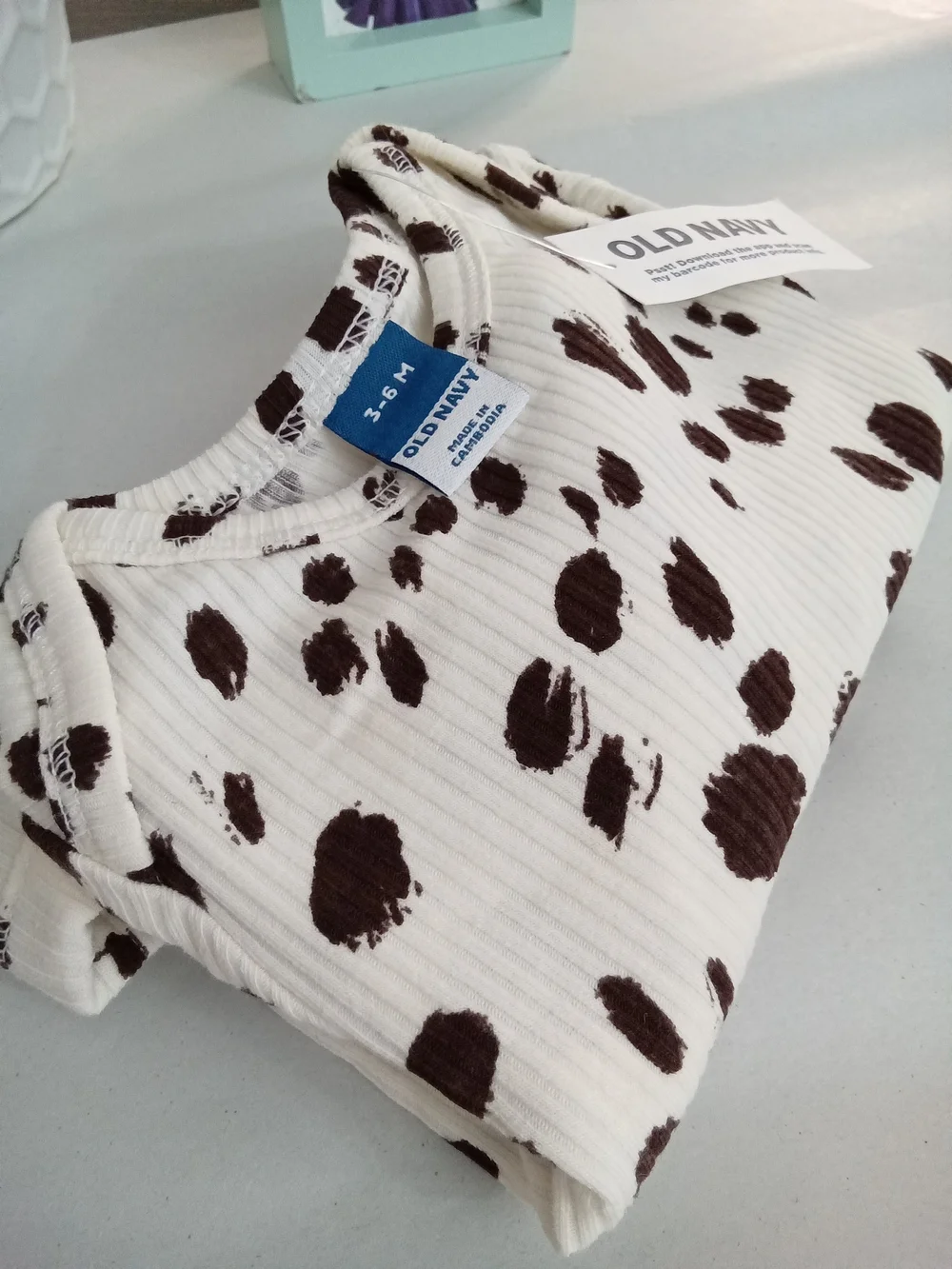 Old Navy Baby Ribbed Animal Print Bodysuit 3-6M NWT